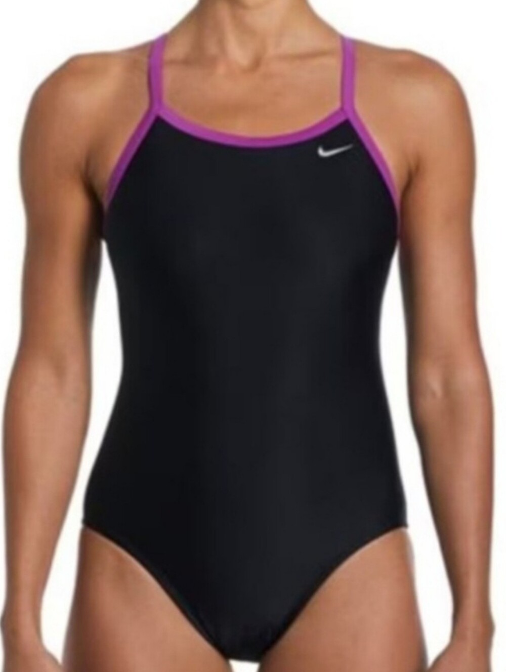 Nike Swim Solid Racerback One piece Swimsuit Black Pink Prime 10